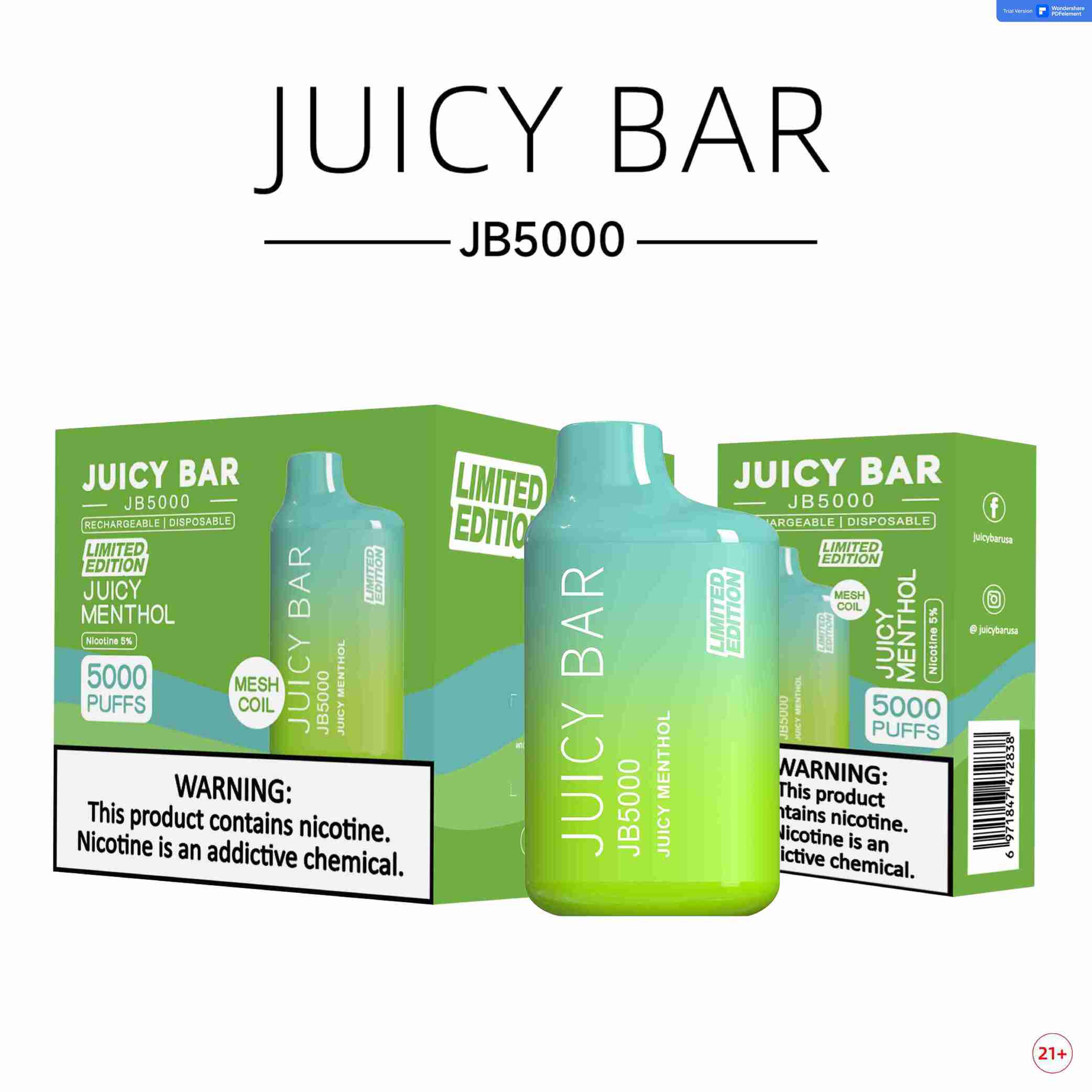 JUICY BAR LIMITED EDITION 5% DISPOSABLE DEVICE 5000 PUFFS