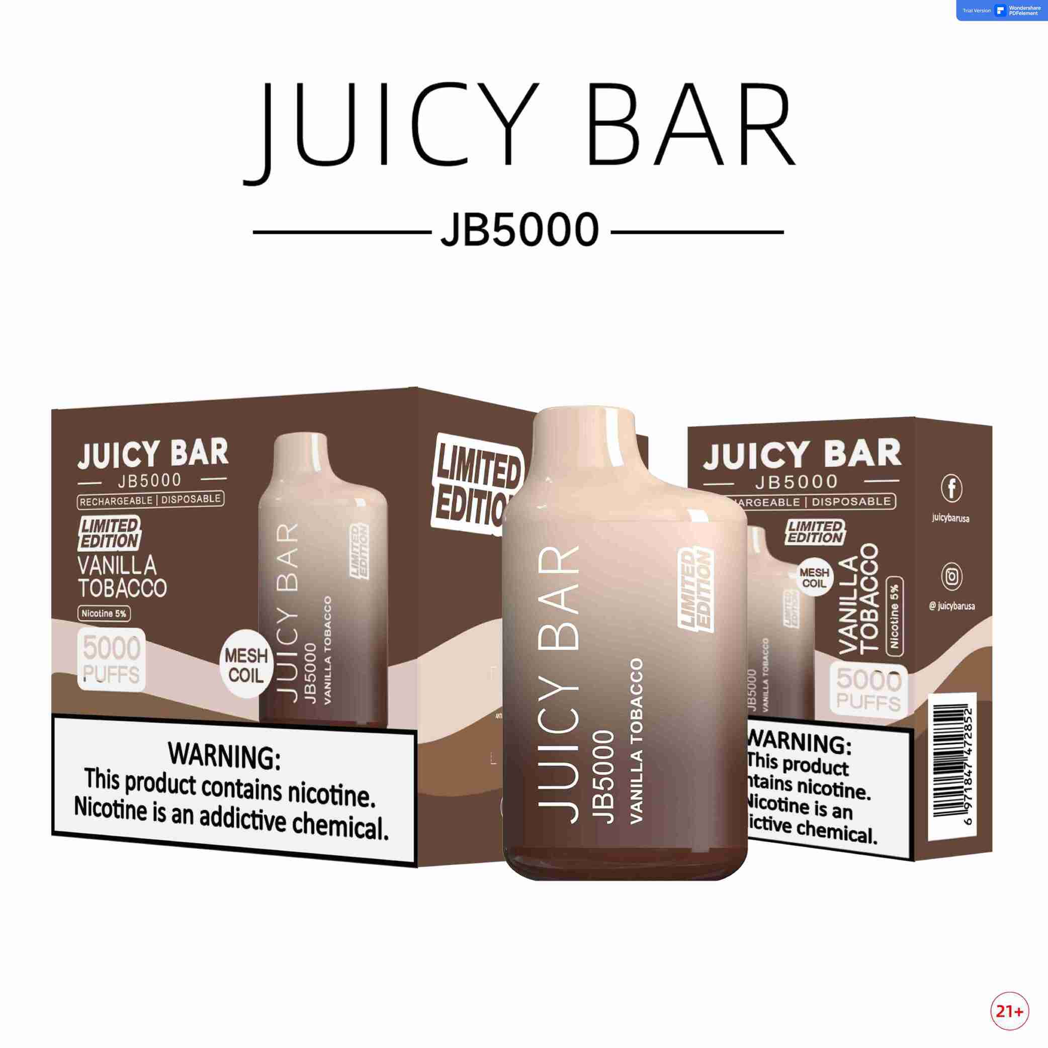 JUICY BAR LIMITED EDITION 5% DISPOSABLE DEVICE 5000 PUFFS