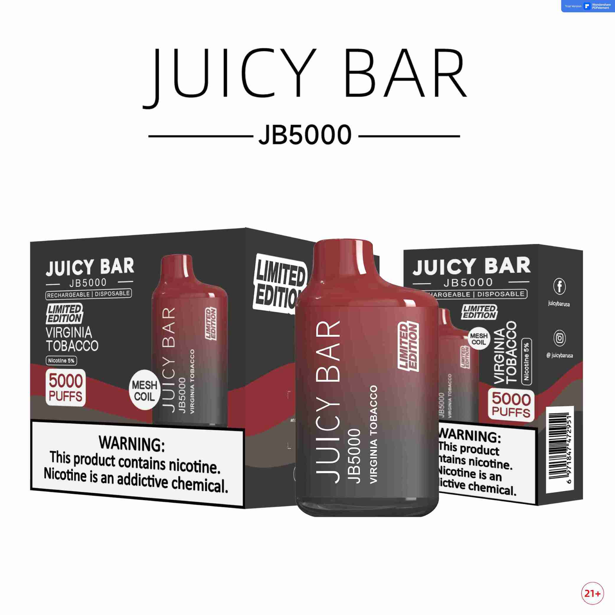 JUICY BAR LIMITED EDITION 5% DISPOSABLE DEVICE 5000 PUFFS